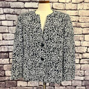 Alfred Dunner Black & Silver Long Sleeve Jacket Size 16